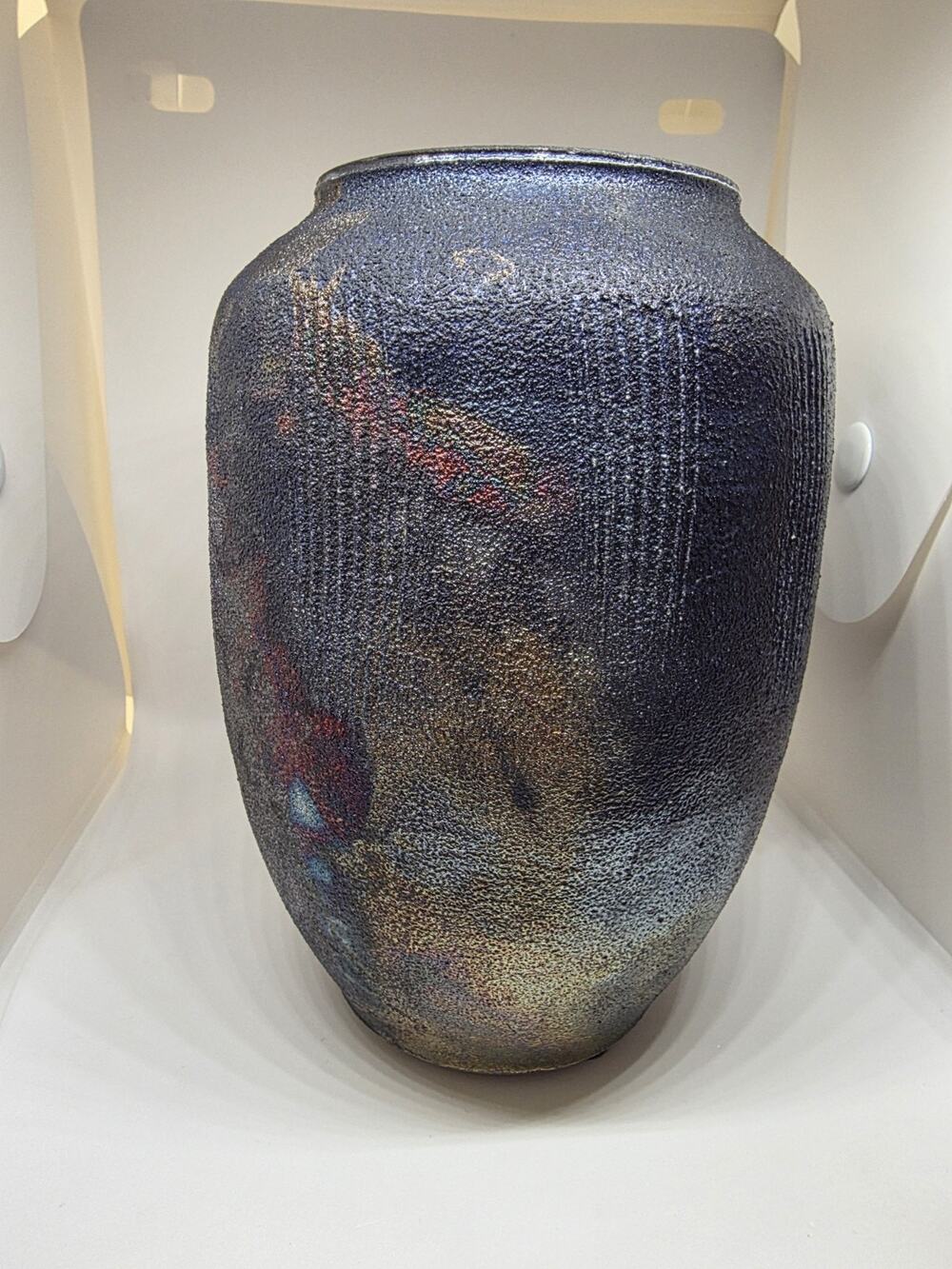 Raku Pottery Vase Handmade, Signed 7" X 4.5"